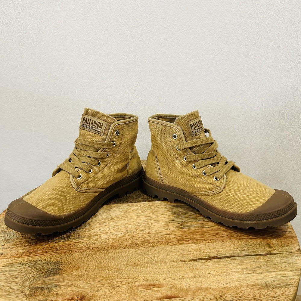 Palladium Pampa Hi Woodline Lace Up Canvas Rugged Ankle Boot Sand Mens Size 9.5